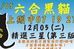 精選三星版[上期中 07 19 27]六合彩黑貓(12月5號)六合彩預測版路(第三版)