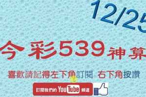 [今彩539神算] 12月25日 4支 單號定位 雙號 拖牌