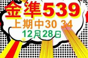 [金準539] 今彩539 12月28日 上期中30 34 四星獨碰版路該出來了