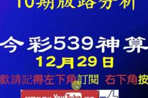 [今彩539神算] 12月29日 獨支 10期版路分析