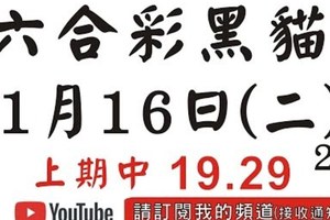 [上期19.29六合黑貓]1月16號六合彩版路號碼預測(2版) 2中1+獨支 #香港六合彩版路