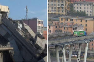 最幸運貨車司機！義大利高架橋崩塌瞬間 他急煞停「斷崖」