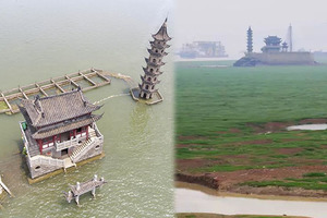 這座千年古建築「常年沉浸在湖水中」，當它顯露出來時，卻令人無比驚嘆！