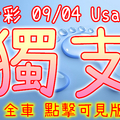 今彩539 2020/09/04 Usagi 精選獨支 全車 供您參考