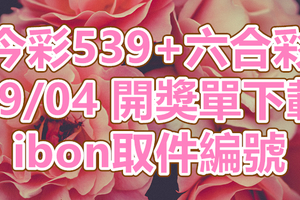 539+六合彩 2018/09/04 開獎單下載 IBON 取單編號