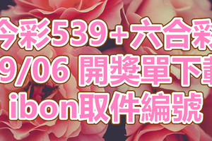 539+六合彩 2018/09/06 開獎單下載 IBON 取單編號