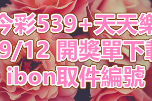 539+天天樂 2018/09/12 開獎單下載 IBON 取單編號