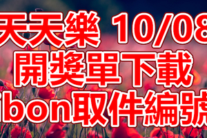 天天樂 2018/10/08 開獎單下載 IBON 取單編號