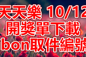 天天樂 2018/10/12 開獎單下載 IBON 取單編號