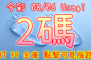 今彩539 2020/08/06 Usagi 精選2碼 全車 供您參考