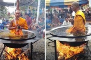 【視頻】害佛教變笑話！拆穿「泰國Seafood」坐熱油鍋淡定打坐的真相，信徒現在才知道自己被騙慘了！