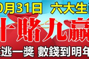 10月31日後，這六大生肖十賭九贏，難逃一獎，數錢到明年！