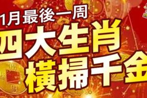 11月最後一周，4大生肖橫掃千金！