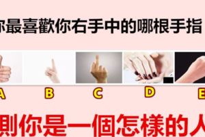 你最喜歡你右手中的哪根手指？測你是一個怎樣的人