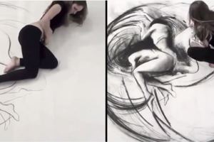 女藝術家以「身體畫出」動態美紙上畫作栩栩如生...震撼視覺神經