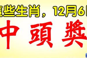 12月6日，這些生肖，中頭獎。有你嗎？