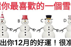 心理測試：四個雪人，選出你最喜歡的一個，測出你12月的好運！