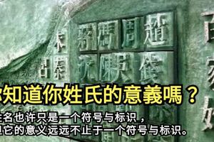 你知道你姓氏的意義嗎？