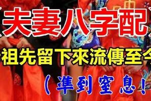 老祖先留下來的【夫妻八字配】，真的太凖了