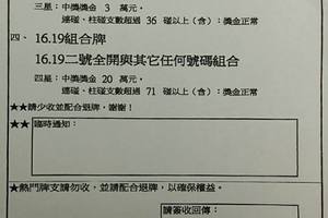 4/14今彩539限牌通知