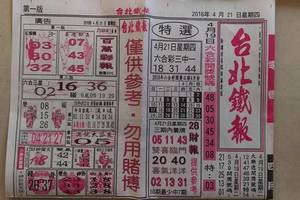 4/21台北鐵報~六合彩參考