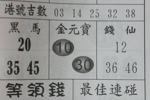 5/5港號吉數參考看~祝大家今晚發財