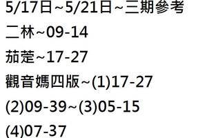 5月17號~5月21號觀音媽~六合彩參考看