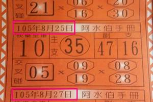 8/27阿水伯手冊~六合彩參考看