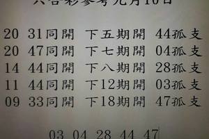 9/10六合彩參考看看~祝大家今晚中三星