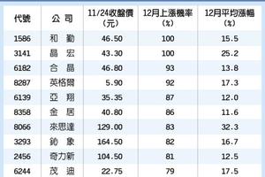 10檔12月最會漲 年終爆發