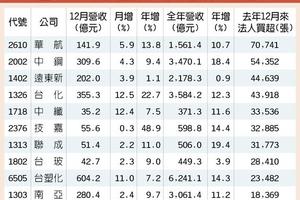 元/11 營收三增股 法人最愛傳產