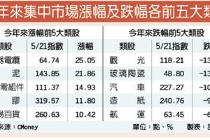 5/22  電器電纜、水泥股今年來狂漲2成 最大贏家