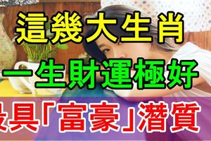 這幾大生肖，一生財運極好，最具「富豪」潛質！