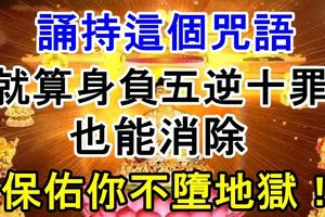 誦持這個咒語，就算身負五逆十罪，也能消除，保佑你不墮地獄！