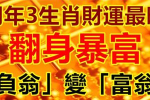 2018財運最旺的生肖，翻身暴富！「負翁」變「富翁」！