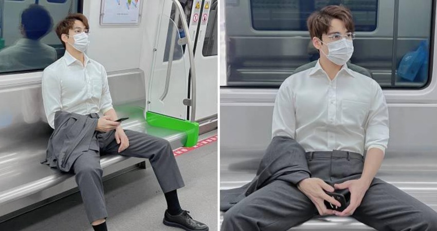 搭車瞄到「西裝眼鏡天菜帥哥」　「他一摘下口罩」顏值更高了