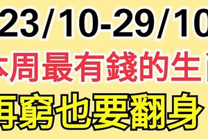 本周最有錢的三個生肖，再窮也要翻身！（23/10-29/10)