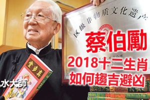 蔡伯勵2018十二生肖如何趨吉避凶