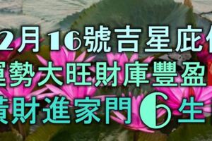 12月16號開始吉星庇佑，運勢大旺財庫豐盈，橫財進家門的6大生肖！