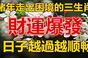 豬年走出困境，財運爆發，日子越過越順暢的三生肖