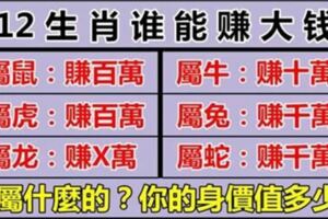 財運寫在命理上，12生肖誰最能賺大錢？誰的身價最高？