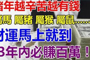 豬年流汗越多財越多的6個屬相，財運馬上就到