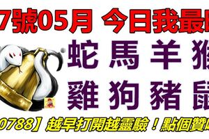 27號05月，今日我最旺！蛇馬羊猴雞狗豬鼠！【50788】越早打開越靈驗！點個贊吧！