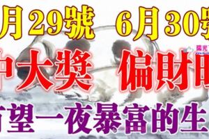 6月29號中大獎，6月30號偏財旺~有望一夜暴富的生肖