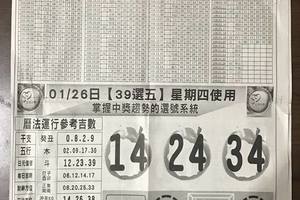 1/25-1/26  539娛樂報-今彩539參考