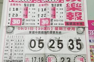 9/21-9/22  539娛樂報-今彩539參考