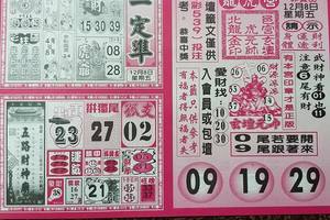 12/8-12/9  今彩一定準-今彩539參考