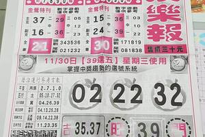 11/30-12/1  539娛樂報-今彩539參考