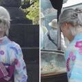 日本街頭發現「雪白髮和服女」差點以為是老奶奶　一轉身「逆天顏值」太驚艷：原來是精靈下凡