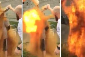 丹麥25歲未婚男子接受「肉桂粉灑全身」的傳統儀式，沒想到下一秒居然引爆當場火燒身！
